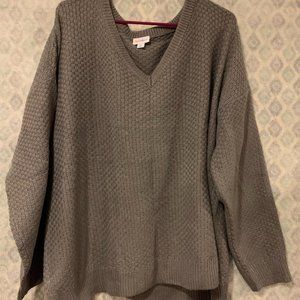 2XL Lularoe Torrie V-Neck Sweater Solid Gray Smoke Free Home